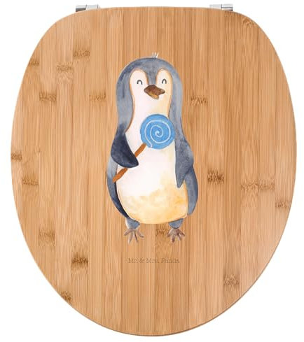 Mr. & Mrs. Panda Motiv WC Sitz Pinguin Lolli - Geschenk, Süßigkeiten, Toilette, Klodeckel, WC-Sitz, Gauner, Rabauke, Klobrille, Toilettendeckel
