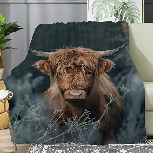 Braune Kuh Kuscheldecke Flauschig Tiere Und Pflanzen Decke 200x220 Weich & Warme 3D Druck Mikrofaser Flanell Fleecedecke Kinder Erwachsene Wohndecke kuscheldecken für Sofa Couch Bett