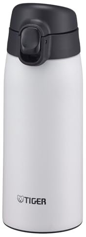 Bouteille isotherme Tiger MCT-K 350 mL Sef-Locking One-Push, ouverture one-push, verrouillage automatique, sans BPA, conservation froid 24h et chaud 12h, conçue au Japon,couleur blanc chute de neige