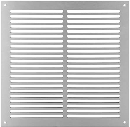 ADGO Griglia Tubond 3 mm in alluminio composito argento spazzolato, resistente alle intemperie, installazione esterna o interna, dimensioni esterne: 30 x 30 cm, dimensioni interne: 26 x 26 cm