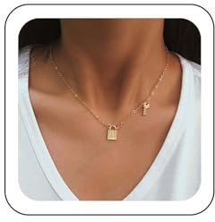 Wendalern Colliers Choker Punk Lock Collier Chaîne Clé Vintage Collier Pendentif Clé Or Colliers Minimalistes Bijoux De Chaîne Pour Femmes Et Filles