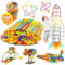 560 Pieces Construction Straws and Connectors Toys, Fort Building Toys for Kids Age 3+, STEM Creative Building Games
