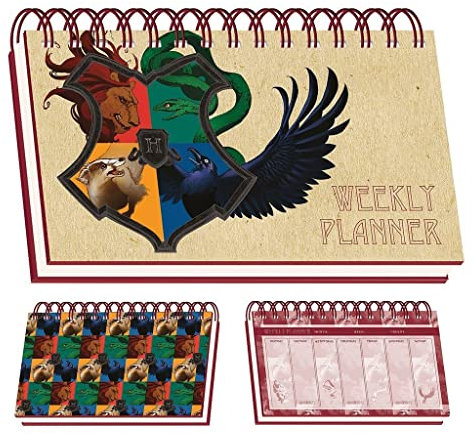 HARRY POTTER Wochenplaner (aufwendiges Häuser-Design), A5, Schreibtisch-Tagesplaner, Arbeitsplaner – offizieller Merchandise-Artikel