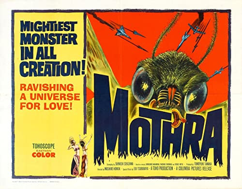 Mothra 1962 02 Poster A3 - Filmkunstposter in verschiedenen Größen für Wohn- oder Schlafzimmerideen. Randlose Kultfilmbilder, klassische ikonische 70er, 80er, 90er Jahre, Vintage-Retro-Wanddekoration