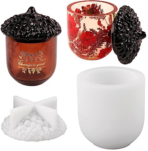 Actvty Glas-Harz-Form, Tannenzapfen-Silikonformen mit Deckel, Epoxidharz-Gießformen für DIY-Schmuck-Aufbewahrungsbox, Süßigkeitenbehälter, Heimdekoration, Bastelgeschenke
