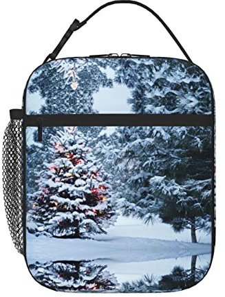 FRGMNT Tragbare isolierte Lunchtasche mit Weihnachtsbaum-Aufdruck, hält Ihr Mittagessen überall frisch