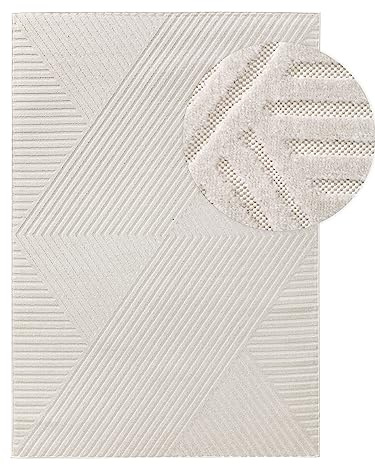 benuta Pop In- & Outdoor Teppich Mars - Creme 240x340 cm - Abstrakter Relief Wohnzimmerteppich - Leicht zu Reinigen - Strapazierfähig - Für Fußbodenheizung Geeignet