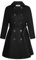 Hanna Nikole Damen-Mäntel Große Größen Zweireihiger Wollmantel mit Taschen Gürtel Langarm Mittellanger Trenchcoat Schwarz 52