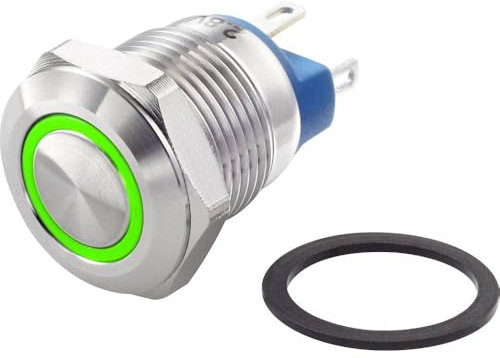 TRU COMPONENTS TC-7494656 TC-GQ12-AF-10E/J/G/12V/S Vandalismusgeschützter Drucktaster 48 V/DC 2 A 1 x Aus/(Ein) tastend