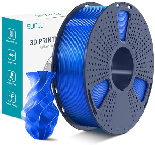 SUNLU PLA Plus 3D Drucker Filament, PLA+ Filament 1.75mm, robustes 3D Filament, kompatibel mit 3D FDM Druckern, Maßgenauigkeit +/- 0.02 mm, 1kg Spule (2.2 Pfund), PLA+ Transparent Blau