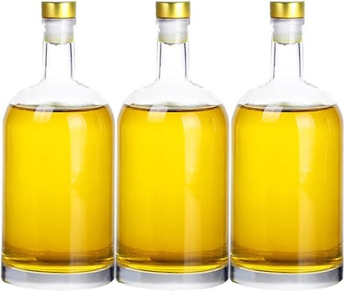 CTTPEG 3Pack Clear Glass Bottles 17 oz Clear Liquor Bottles with Cork Stopper Airtight Lid for Wine Beverages Drinks Beer Water Soda