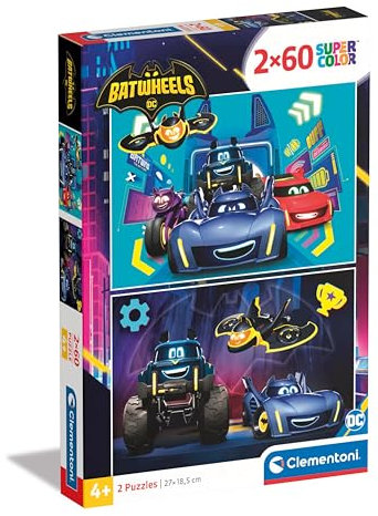 Clementoni Jigsaw Puzzle Batwheels 2 Puzzle With 60 Pieces - Supercolor Puzzle For Children 4-6 Years, Cartoon, Cars, Gift For Boy/Girls, Puzzle For Kids, Made In Italy, 24812
