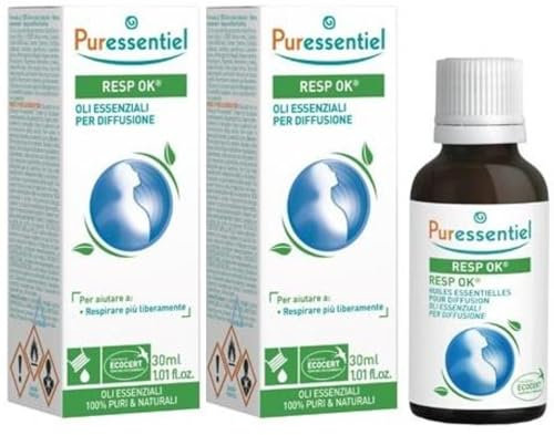 Puressentiel Set 2 x 30 ml RESP OK Miscela Oli Essenziali per Diffusione, Aiuta a Respirare Meglio, con 18 Oli Essenziali OEBBD, 100% Puri e Naturali