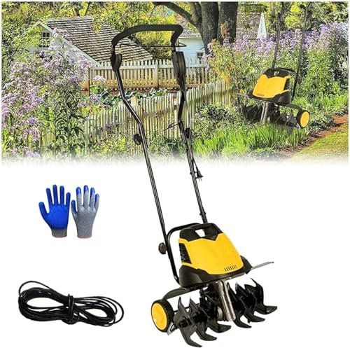 MekUk elektrische Motorhacke Garden Gear Elektrische Gartenfräse, Grubberrotavator, 6 Klingen, Bodenbearbeitungstiefe 22 cm, Pflugbreite 45 cm für Gartenbeet