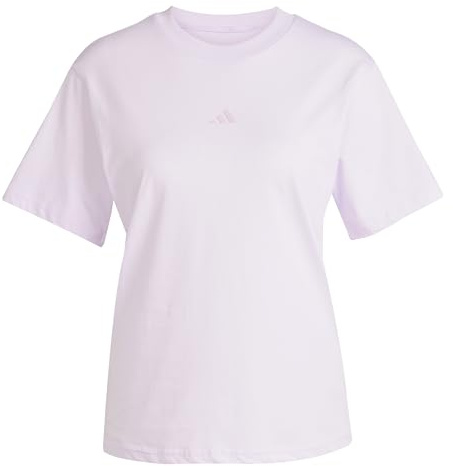 adidas Damen Essentials SMALL Logo Cotton T-Shirt, Ice Lavender/Bliss Lilac, L