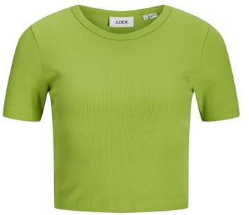 JJXX Damen JXFLORIE STR SS Rib Tee JRS NOOS T-Shirt, Parrot Green,M