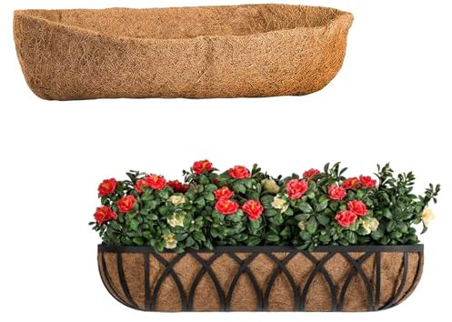 GOTVUGE 2 Packs Coco Liners for Planters 30 Inch, Coconut Fiber Window Box Liners Planter Insert Trough Planter, Coconut Basket Liners for Outdoor Plants