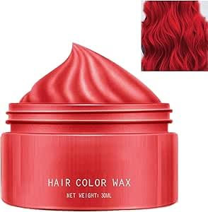 Cera para Color de Cabello Rojo,Cera Instantánea para el Cabello Rojo,Cera de Peinado Instantánea para Cosplay de Fiesta,Cera de Color de Cabello Temporal para Cabello Oscuro,30 m