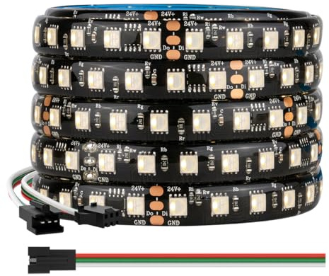 BTF-LIGHTING WS2814 RGBW 4in1 IC Adressierbarer LED-Streifen 5050SMD RGB+Warmweiß 4in1 5M 84LEDs/m DC24V Schwarz PCB IP65 Wasserdicht Dreamcolor für Heimdekoration DIY-Projekt (nur Streifen)
