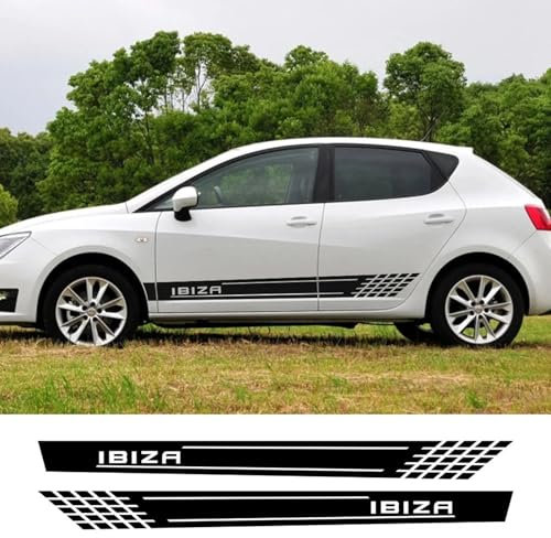 LYABYT 2 STÜCKE Auto Tür Seitenschweller Lange Streifen Aufkleber Auto Sport Stil DIY Vinyl Film Aufkleber Tuning Zubehör, Für Seat Ibiza 6l 6j 6k