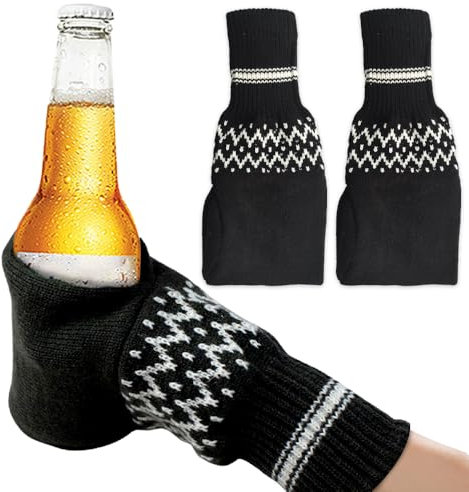 Casenly Bierhandschuh-Handschuhe, 2 Stück Bier Mitten Handschuhe, Winter Gestrickte Beer Mitt, Warme Stretch Bierfäustlinge, Stricken Isolierende Bierhandschuhe, Hält Ihr Getränk Kalt Ihre Hand Warm