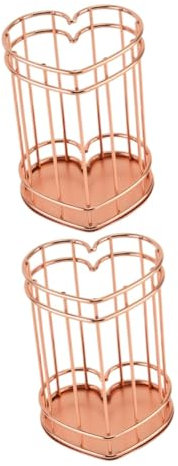 Gogogmee 2St Eisenherz-Stifthalter Inhaber Kosmetikhalter Schwimmbad schreintischorganizer schreibtisch organiser Schreibwarenbehälter Getränkehalter aus Draht Rostfreier Stahl Rose Gold