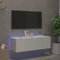 Canditree 100 cm Meuble TV Suspendu avec Lumières LED, Meuble TV Mural avec Rangement, Etagère TV Flottante Moderne (Blanc)