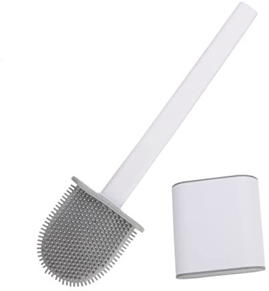 Cabilock Wall Mounted Toilet Brush Soft Rubber Toilet Bowl Cleaner Bathroom Cleaning Tool Removable Handle for Easy Storage and Use