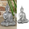 Cepewa Buddha sitzend | 12x17,5x7cm Silber Polyresin | Statue Skulptur Feng Shui Lotussitz | Wohndeko Meditation
