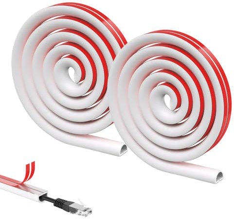 Liameph 2 PCS Trunking for Electric Cables,Half Round Cable Trunking White,Mini Cable Trunking Self Adhesive,Cord Hider for Wall Mount TV,Flexible Cord Cover for Wires on Wall Floor(1m/PC)