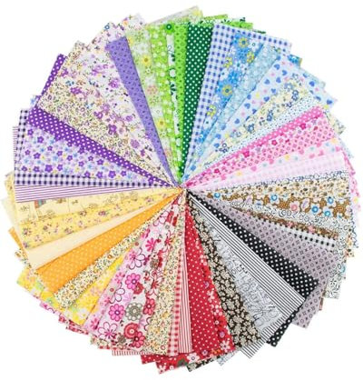 TPZORJX Tessuto di Cotone Patchwork Natalizio 10 x 10 cm, Quadrati per Lavoretti Cucito, Materiali DIY per Hobby Creativi
