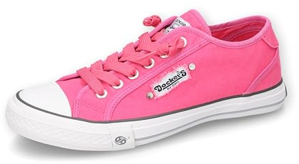 Dockers by Gerli Damen Low-Top Sneaker, Frauen Halbschuhe,Freizeitschuhe,Laufschuhe,schnürschuhe,schnürer,Business,pink/Weiss,43 EU