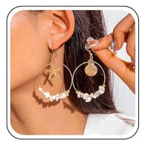 Cybche Boho Asymmetrische Seestern Muschel Tropfen Ohrringe Naturstein Perlen Ohrringe Geometrische Großen Runden Kreis Baumeln Haken Ohrring Sommer Strand Schmuck Für Frauen