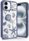 Phoona Case for iPhone 16 6,1, Cute Summer Beach Seashell Girly Aesthetic Pattern Design, Transparent Slim Shockproof TPU Frame PC Back Protection Bumper Cover for Girls Women, Navy Blue