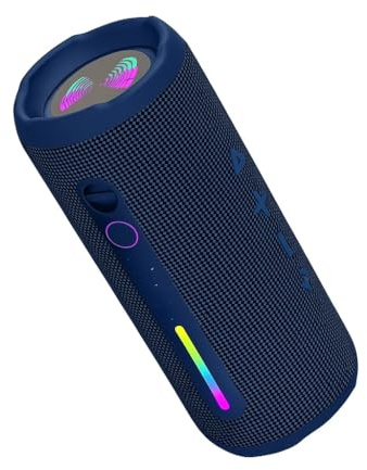 J & R Bluetooth Speaker, 30W TWS Portable Speaker with IPX7 Waterproof, RGB LED Lights, 3000mAh Battery, Blue Waterproof Speaker