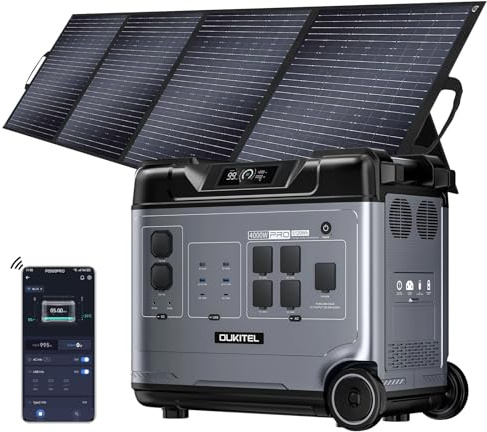 OUKITEL P5000 Pro Solargenerator mit 400W Solarpanel, 5120Wh Powerstation mit 5×4000W AC-Steckdosen (8000W Spitzenleistung), 1800W Schnellladung, Notstromversorgung für Zuhause, Notfall-Backup-Akku