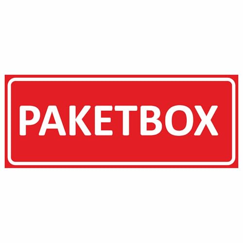 KIWISTAR UG - Paketbox Schild - 15x10 cm rot weiß - graviert - Schilder selbstklebend - aus 1,4mm Plastik - für Post, Klingel, Paketbriefkasten, Packet Box, Hinweisschilder