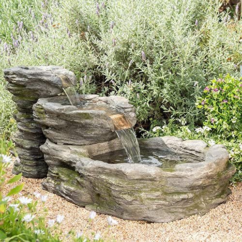 Primrose 63cm Stone Effect 3 Tier Cascading River Water Fountain with LED Lights Frost & UV Resistant Feature