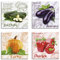 ARTLAND Wanddeko Küchenbilder Leinwand Bilder Set 4 teilig je 20x20 cm Quadratisch Wandbilder Gemüse Rezepte Zucchini Aubergine Kürbis Paprika S6PG