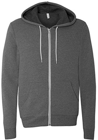 Bella 3739 Unisex Poly-Cotton Fleece Full-Zip Hoodie - Dark Grey Heather - XL (US)