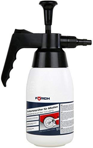 Förch 1L Pumpsprühflasche für alkalische Flüssigkeiten bis pH Wert 13,0 bei +20 Grad C Sprühflasche Pumpflasche Drucksprüher