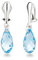 Schöner-SD Ohrclips Hänger 925 Silber Ohrringe Clip mit 17mm Kristall Briolette Aquamarin blau