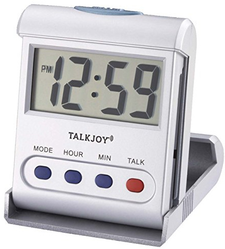 TalkJoy Profi Sprechende Uhr Tischuhr Senioren Blindenuhr Mobiler Reisewecker Uhrzeit Ansage Taschenuhr