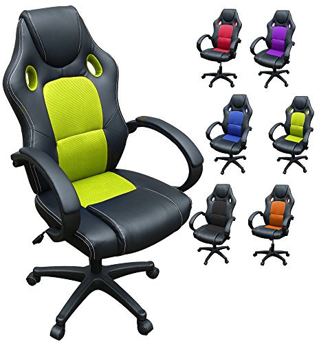 WEIBO Computer Gaming Chair, Racing Office Chair with Hight Back and Armrest, Green & Black
