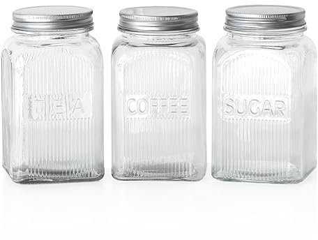 1175ml Large Glass Tea Coffee Sugar Storage Canisters Jars