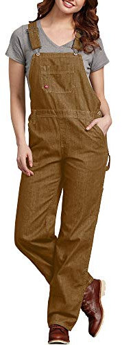 Dickies Relaxed Bib Overall Salopette, Rinsed Brown Duck, XS Donna
