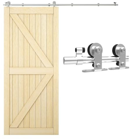 CCJH 9FT/274cm Acciaio Inossidabile Binario per Porta Scorrevole Kit Acciaio Inox Accessori per Una Porta Scorrevoli di Legno