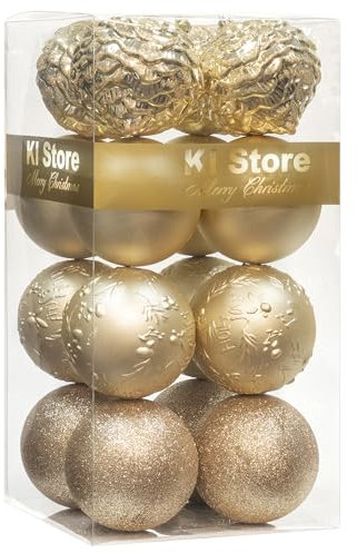 Busybee Unbekannt Palline di Natale 16 Pezzi 10 cm Champagne Palline Natalizie Ornamento di Palla di Natale per la Decorazione dell'albero di Natale