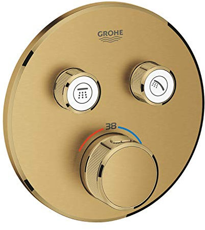 Grohe Grohtherm SmartControl Thermostat mit zwei Ventilen, runde Wandrosette, Farbe: Cool Sonnenaufgang gebürstet - 29119GN0