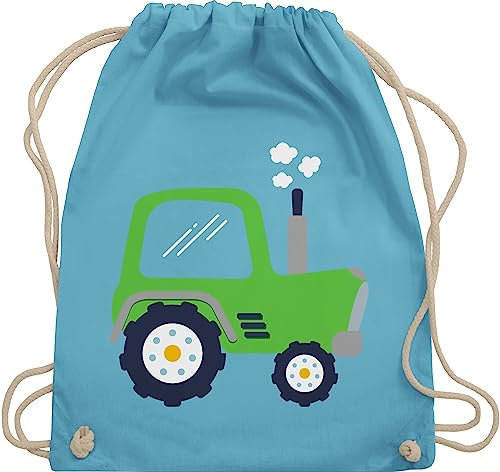 Turnbeutel Rucksack - Traktoren - Taschen - Kinder Traktor Grün - Unisize - Hellblau - wechselsachen beutel kita kindergartenrucksack trecker landwirt kindergarten stoffbeutel junge